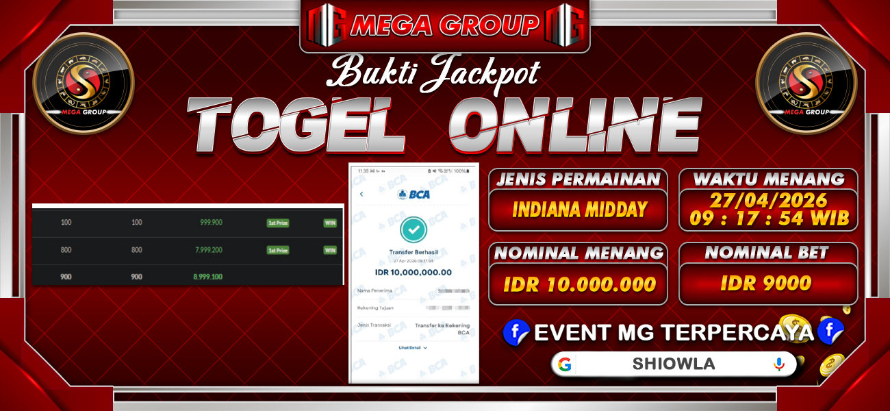 Bukti JP situs Shiowla hari Minggu, 26 April 2026