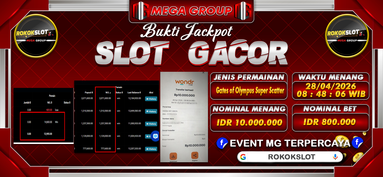 Bukti JP situs Rokokslot hari Selasa, 28 April 2026